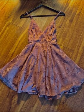 Lulu's Dusty Rose Lace Fit & Flare Dress